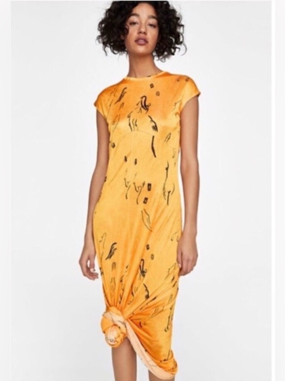 Zara Orange  Midi Dress